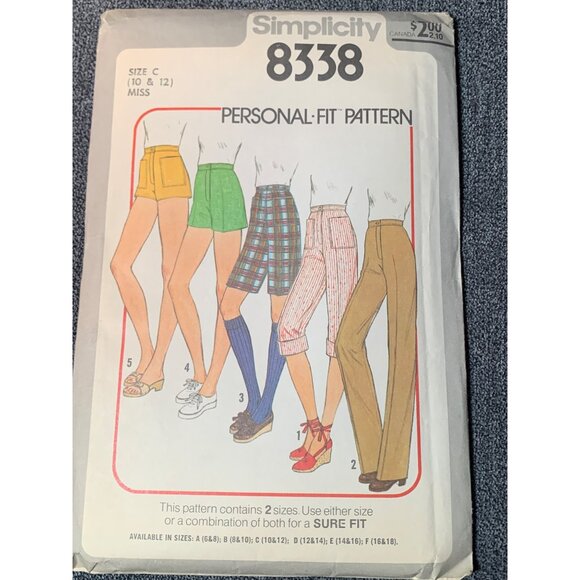 Simplicity Misses Short Pant Sewing Pattern sz 10-12 8338 - uncut - Picture 4 of 4